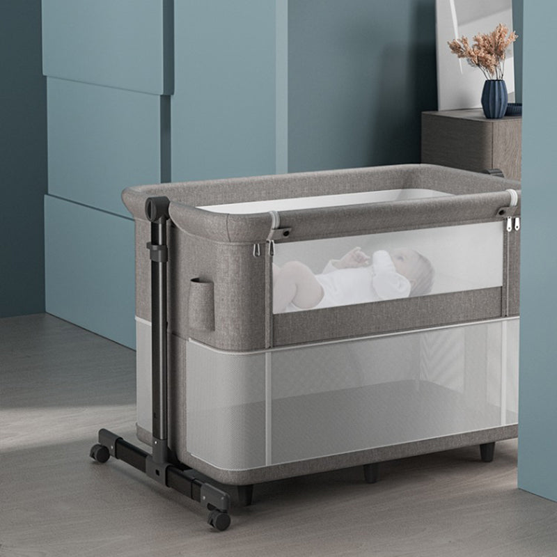 Modern Convertible Bedside Bassinet Fabric Portable Cradle with Storage