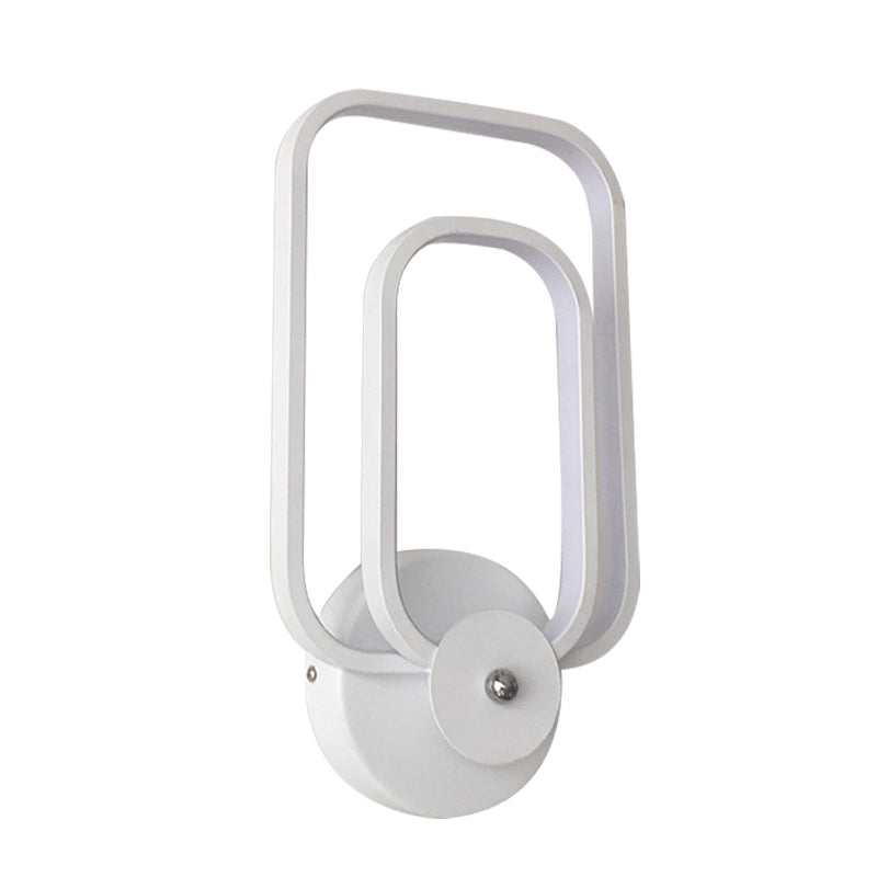 Rectangle Frame Aluminum Sconce Minimalist LED White Wall Mount Lighting in Warm/White Light