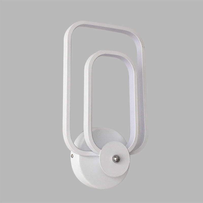 Rectangle Frame Aluminum Sconce Minimalist LED White Wall Mount Lighting in Warm/White Light