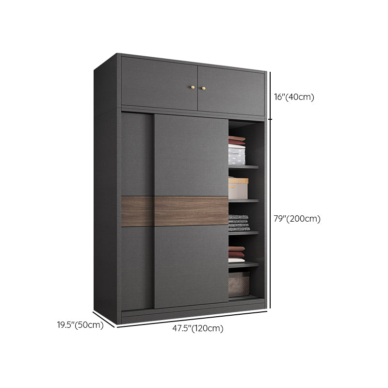 Modern Artificial Wood Wardrobe Armoire Freestanding Wardrobe in Black