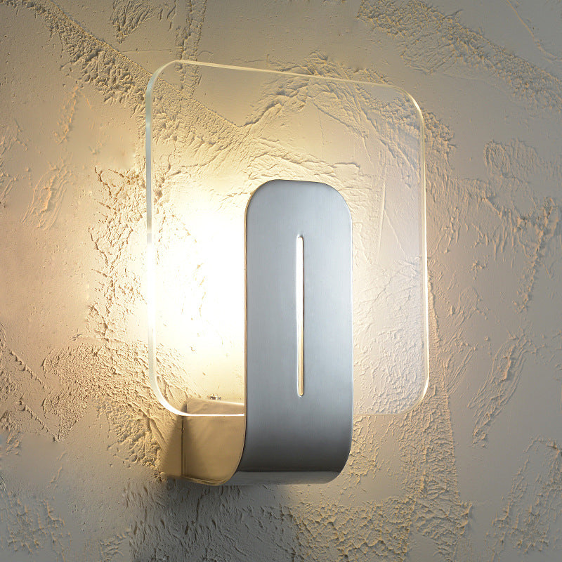 1 Head Bathroom Sconce Light Modern Silver Finish Wall Mounted Lamp with Square Panel Clear Glass Shade