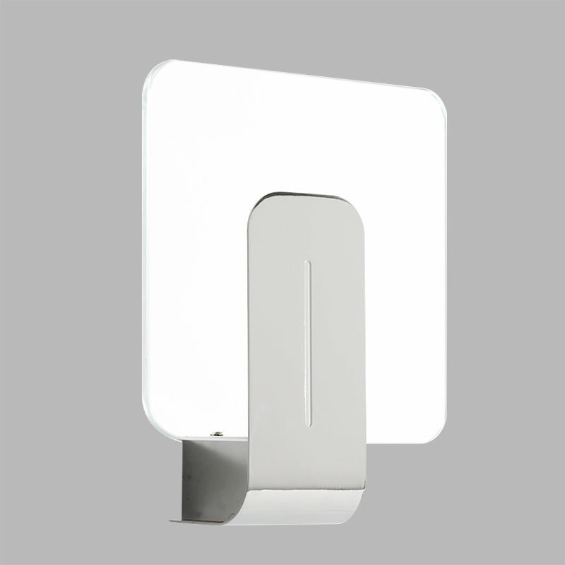 1 Head Bathroom Sconce Light Modern Silver Finish Wall Mounted Lamp with Square Panel Clear Glass Shade