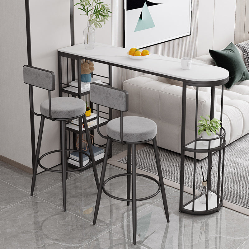 Low Back Bar Stools Glam Armless Dining Stools with Metal Base