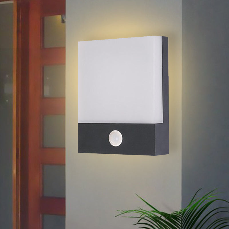 Rectangle Corner Wall Sconce Light Metallic LED Modern Wall Mounted Lamp in Black with Induction Type