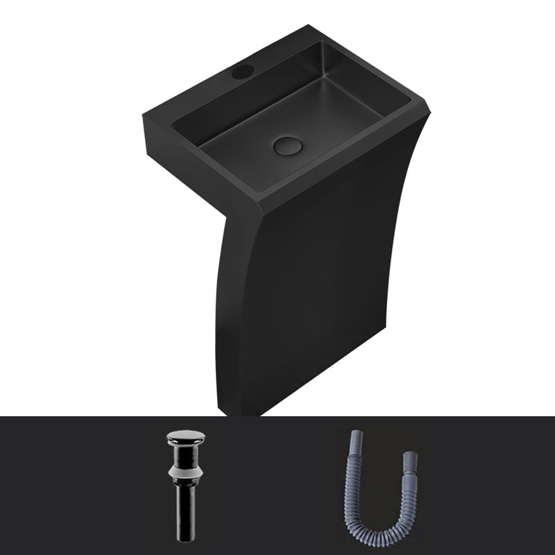 Contemporary Bathroom Sink with Pop-Up Drain Rectangular Metal Pedestal Sink