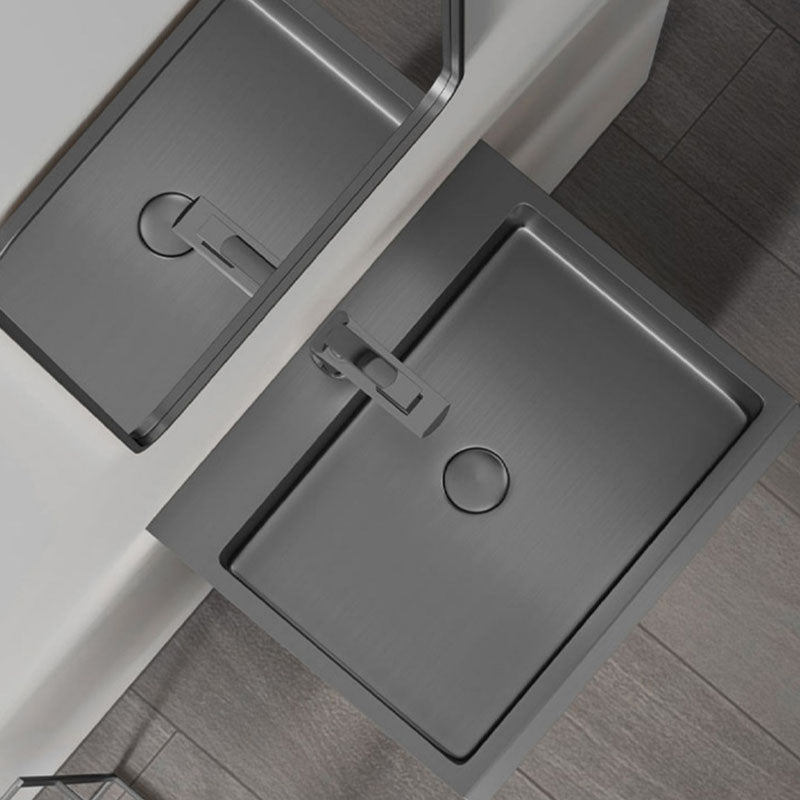 Contemporary Bathroom Sink with Pop-Up Drain Rectangular Metal Pedestal Sink