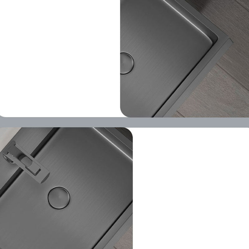 Contemporary Bathroom Sink with Pop-Up Drain Rectangular Metal Pedestal Sink