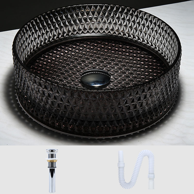 Contemporary Bathroom Sink Glass Round Vessel Bathroom Sink(Not Including Faucet)
