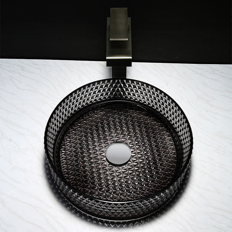 Contemporary Bathroom Sink Glass Round Vessel Bathroom Sink(Not Including Faucet)