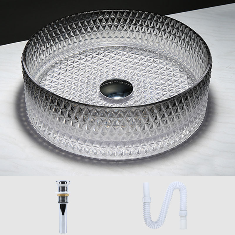 Contemporary Bathroom Sink Glass Round Vessel Bathroom Sink(Not Including Faucet)
