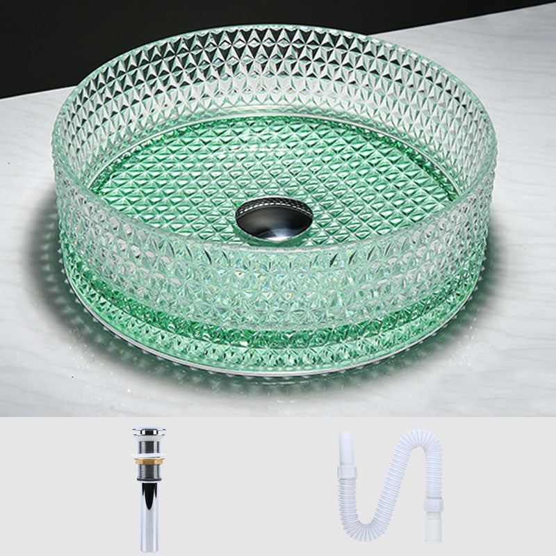 Contemporary Bathroom Sink Glass Round Vessel Bathroom Sink(Not Including Faucet)