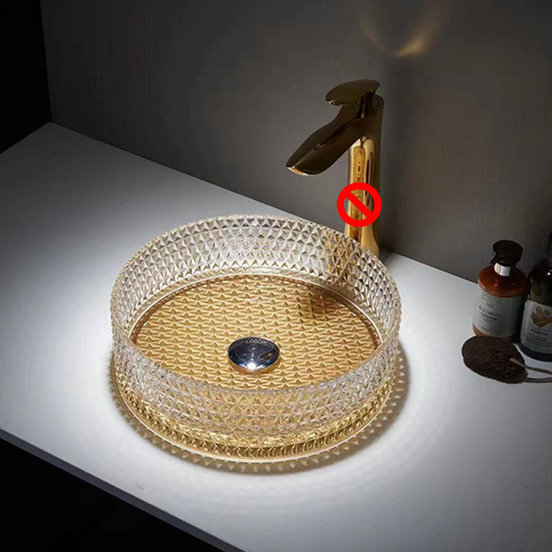 Contemporary Bathroom Sink Glass Round Vessel Bathroom Sink(Not Including Faucet)