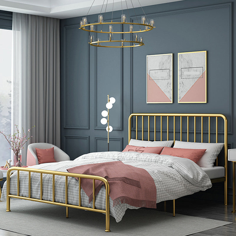 Glam Solid Color Open-Frame Bed Open-Frame Metal Bed with Custom Gold Legs