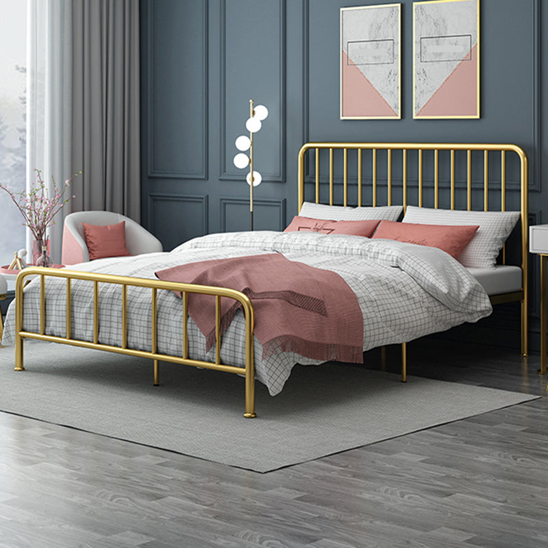 Glam Solid Color Open-Frame Bed Open-Frame Metal Bed with Custom Gold Legs