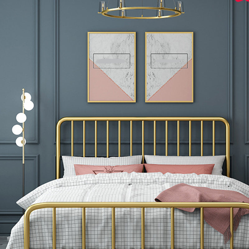 Glam Solid Color Open-Frame Bed Open-Frame Metal Bed with Custom Gold Legs