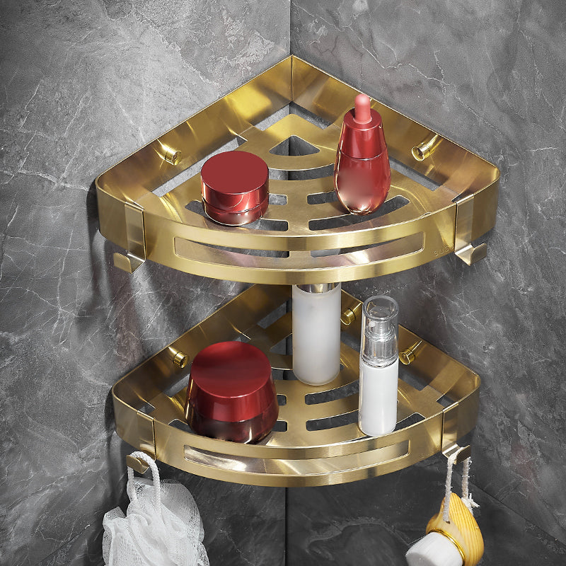 Modern Gold/Silver 3-Piece Bathroom Accessory Set, Bath Shelf