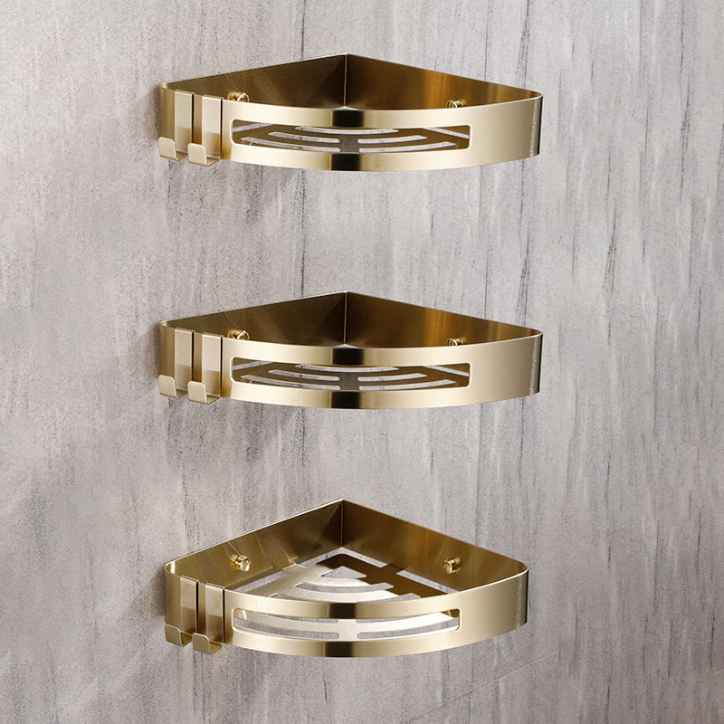 Modern Gold/Silver 3-Piece Bathroom Accessory Set, Bath Shelf