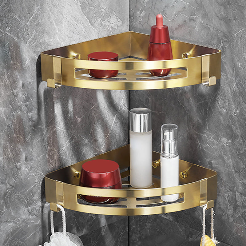 Modern Gold/Silver 3-Piece Bathroom Accessory Set, Bath Shelf