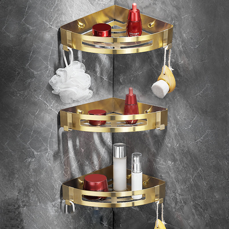 Modern Gold/Silver 3-Piece Bathroom Accessory Set, Bath Shelf