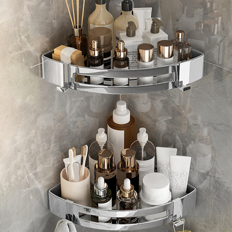 Modern Gold/Silver 3-Piece Bathroom Accessory Set, Bath Shelf