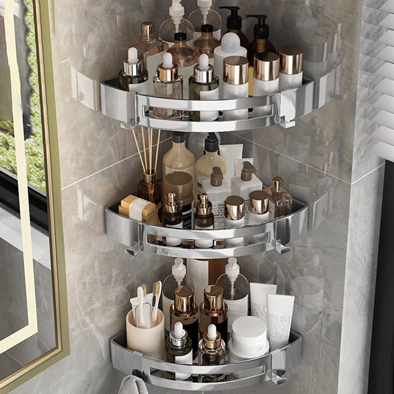 Modern Gold/Silver 3-Piece Bathroom Accessory Set, Bath Shelf