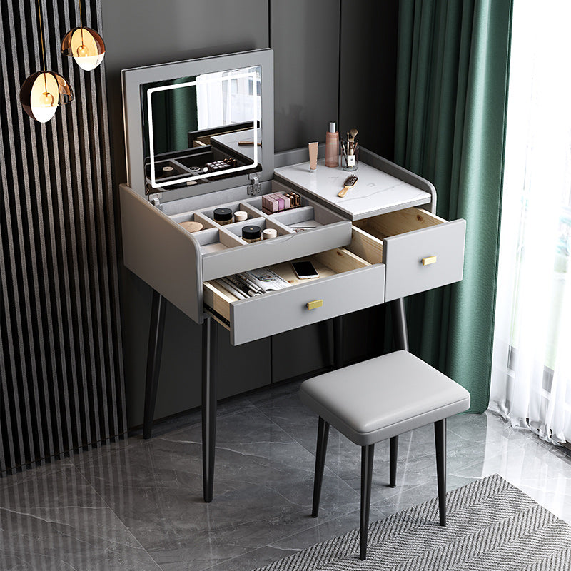 Contemporary Vanity Desk 2- Drawer Slate Top Table Makeup Vanity