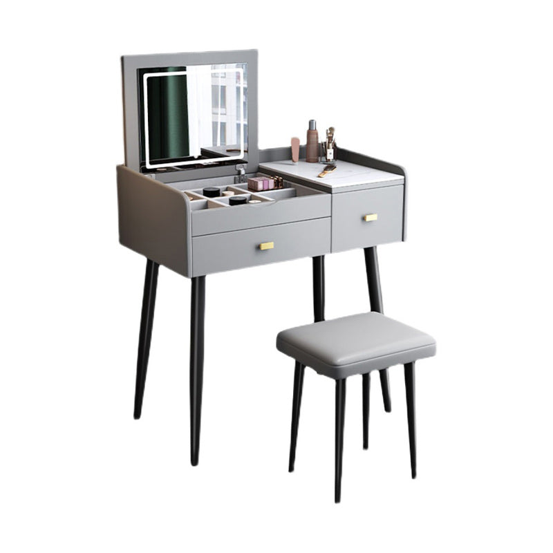 Contemporary Vanity Desk 2- Drawer Slate Top Table Makeup Vanity