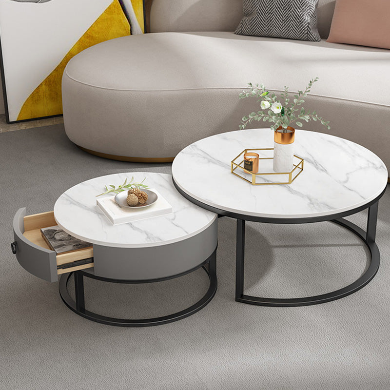 Slate Top Coffee Table Frame Coffee Cocktail Table with Drawers