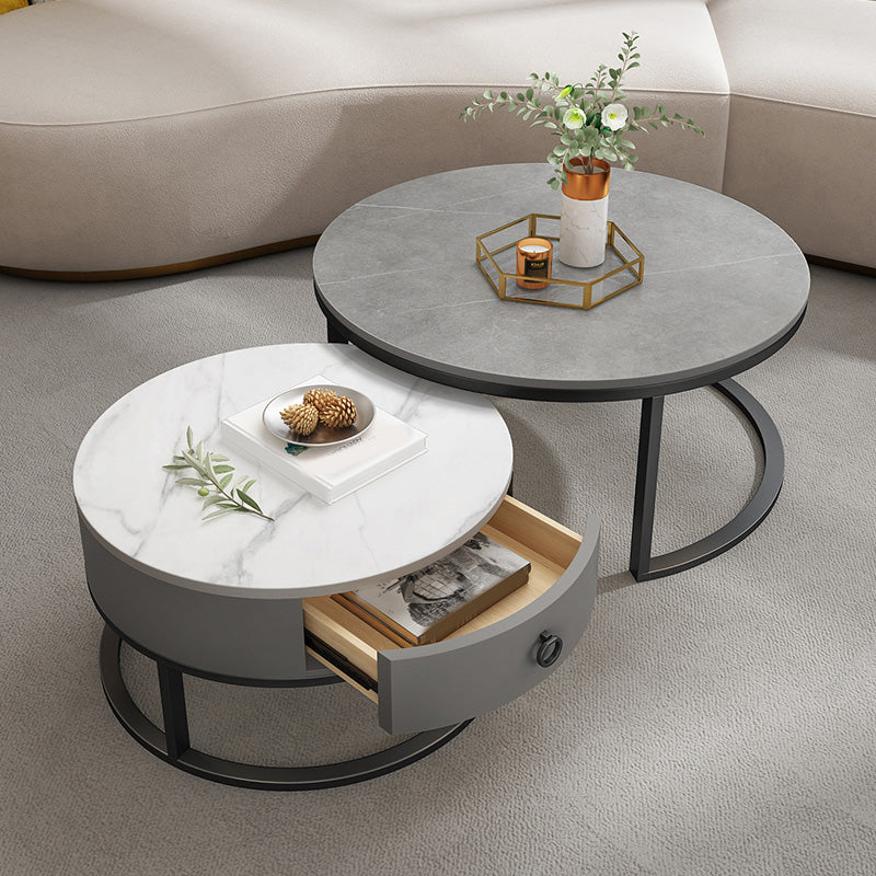 Slate Top Coffee Table Frame Coffee Cocktail Table with Drawers
