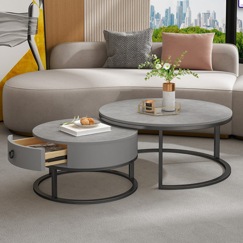 Slate Top Coffee Table Frame Coffee Cocktail Table with Drawers