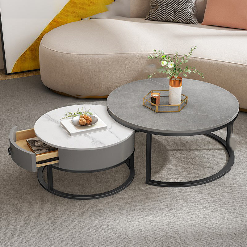 Slate Top Coffee Table Frame Coffee Cocktail Table with Drawers