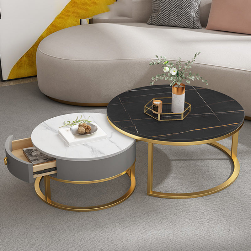 Slate Top Coffee Table Frame Coffee Cocktail Table with Drawers