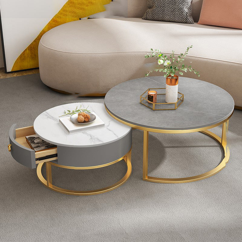 Slate Top Coffee Table Frame Coffee Cocktail Table with Drawers