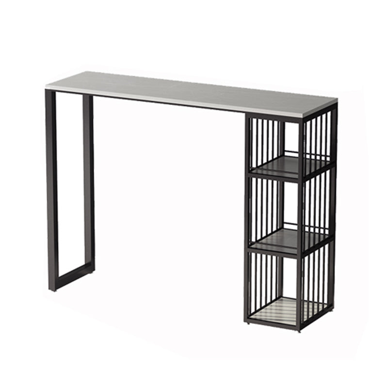 Rectangle Bar Pub Table Set 1/3 Pcs Black Iron Frame Bar Table and Upholstered Stools