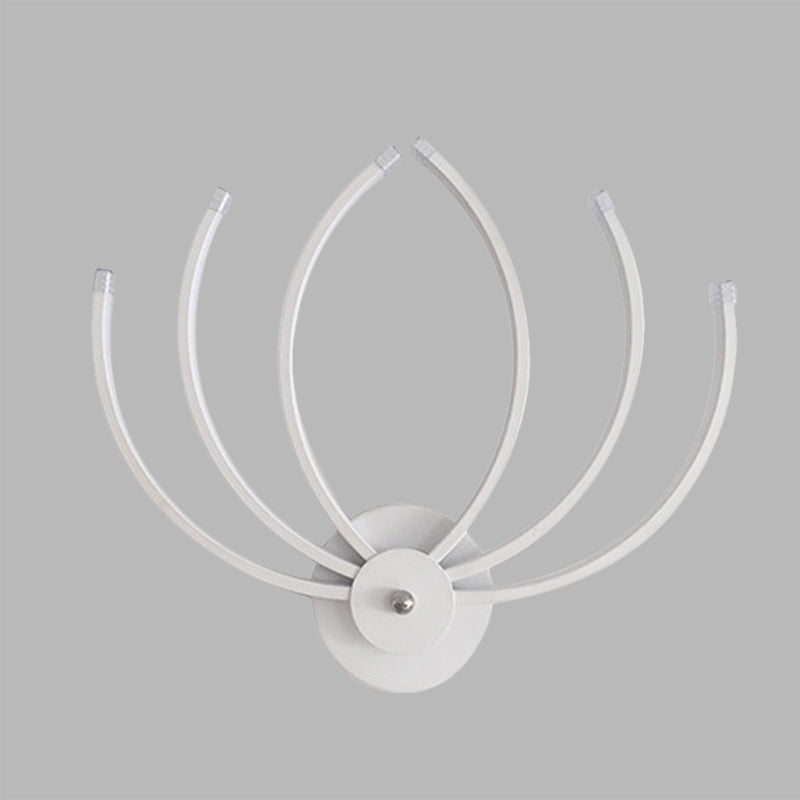 Contemporary Lotus Wall Mount Sconce Acrylic LED Bedside Wall Light Fixture in White with Linear Design, Warm/White Light