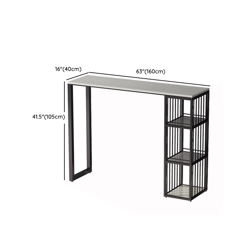 Rectangle Bar Pub Table Set 1/3 Pcs Black Iron Frame Bar Table and Upholstered Stools