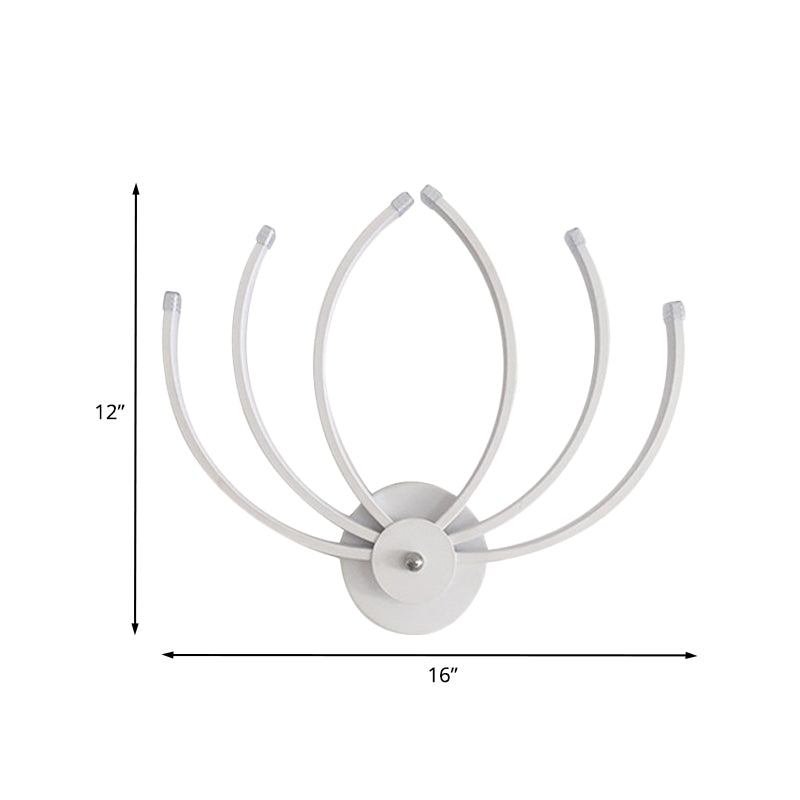 Contemporary Lotus Wall Mount Sconce Acrylic LED Bedside Wall Light Fixture in White with Linear Design, Warm/White Light