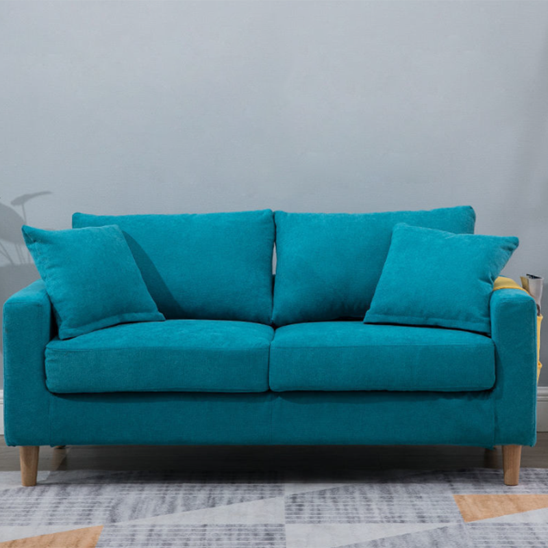 Loose Back Square Arm Sofa 2-Seater Fabric Cushions Loveseat with Storage
