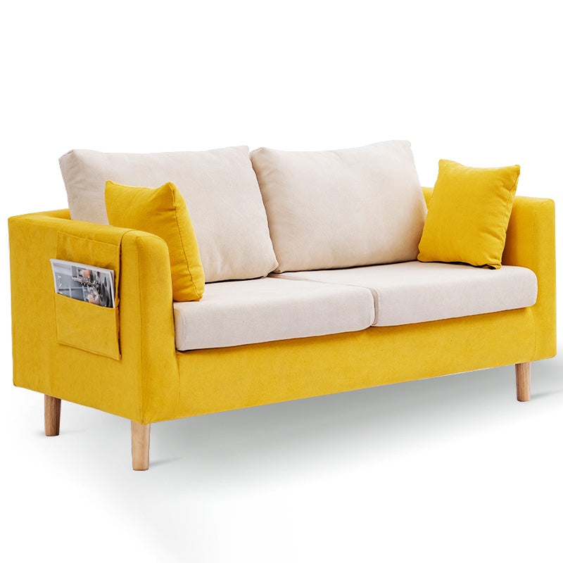 Loose Back Square Arm Sofa 2-Seater Fabric Cushions Loveseat with Storage