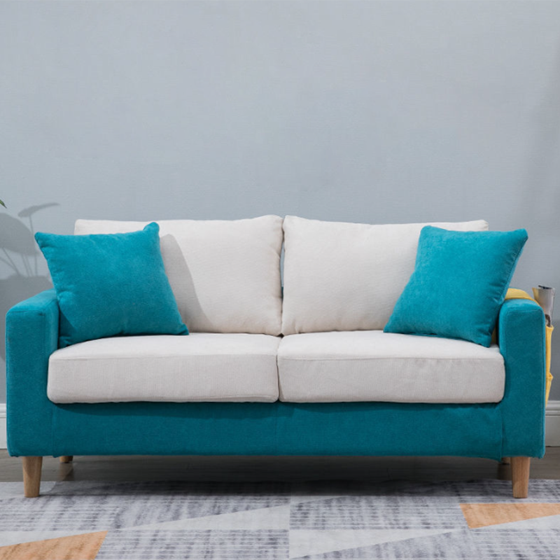 Loose Back Square Arm Sofa 2-Seater Fabric Cushions Loveseat with Storage