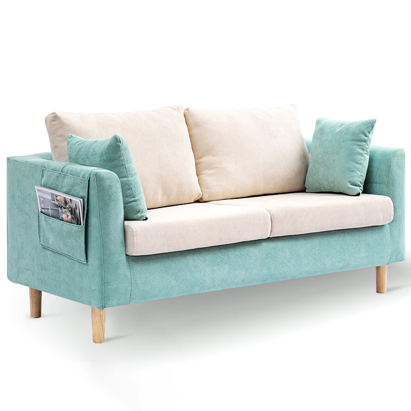 Loose Back Square Arm Sofa 2-Seater Fabric Cushions Loveseat with Storage