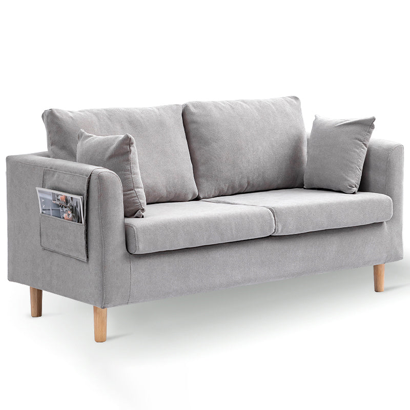 Loose Back Square Arm Sofa 2-Seater Fabric Cushions Loveseat with Storage