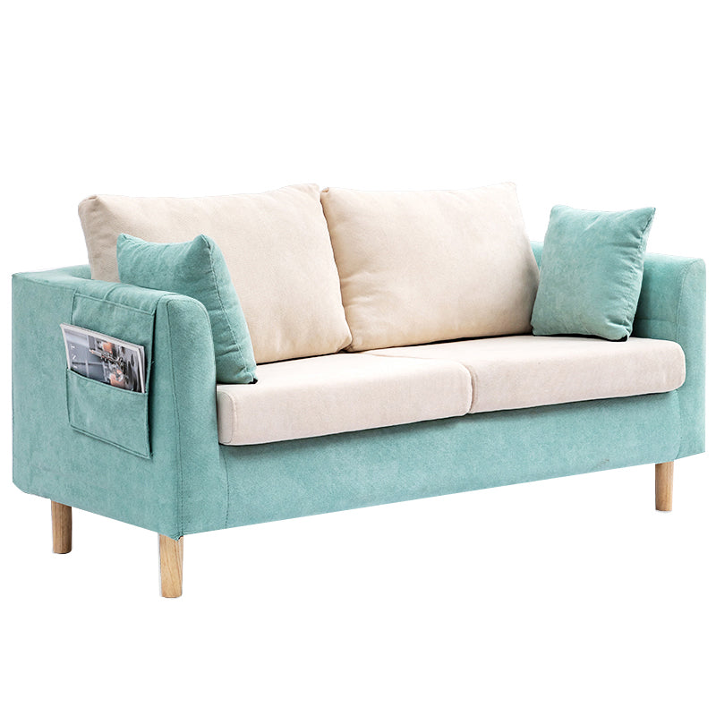 Loose Back Square Arm Sofa 2-Seater Fabric Cushions Loveseat with Storage