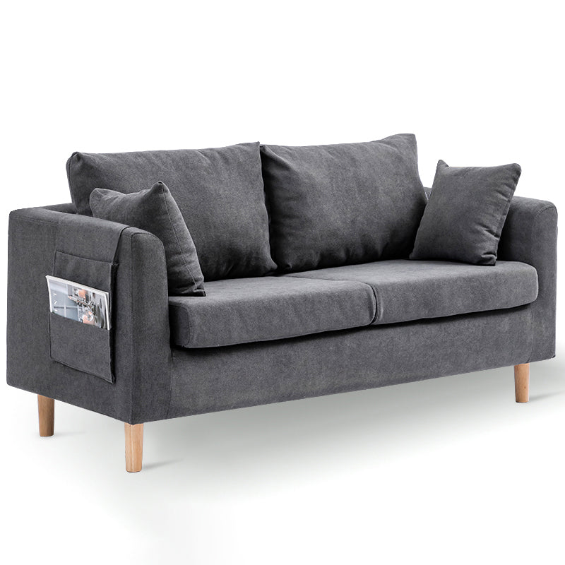 Loose Back Square Arm Sofa 2-Seater Fabric Cushions Loveseat with Storage