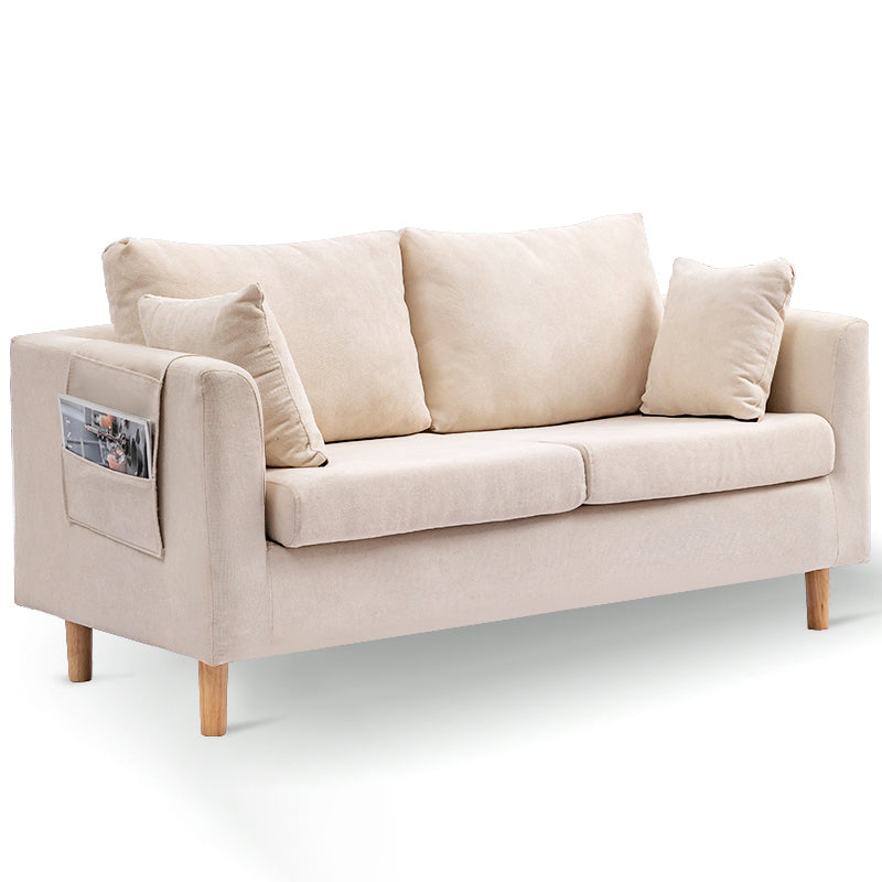 Loose Back Square Arm Sofa 2-Seater Fabric Cushions Loveseat with Storage