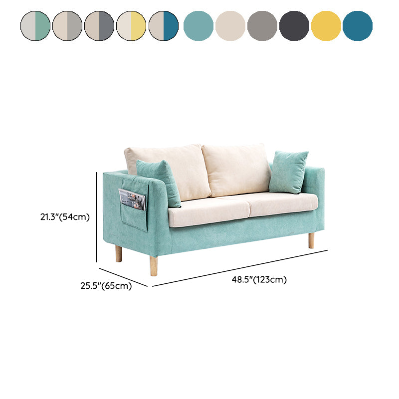 Loose Back Square Arm Sofa 2-Seater Fabric Cushions Loveseat with Storage