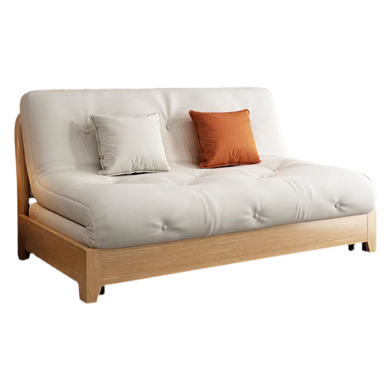 Scandinavian Beige Futon Sleeper Sofa Armless Futon and Mattress