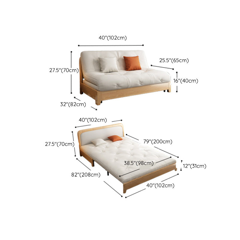 Scandinavian Beige Futon Sleeper Sofa Armless Futon and Mattress