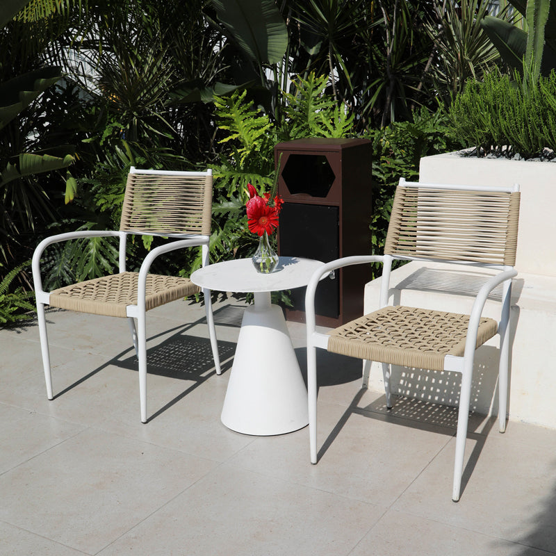 Metal Dining Armchair Tropical Stacking Outdoor Chair Arm Chair