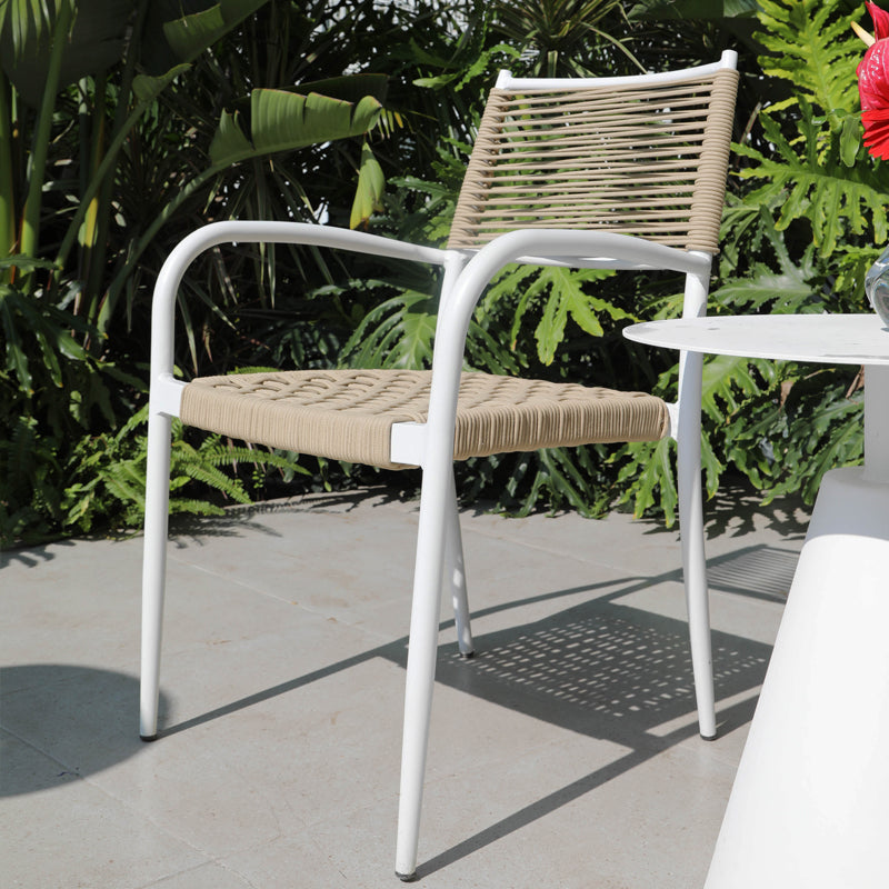 Metal Dining Armchair Tropical Stacking Outdoor Chair Arm Chair